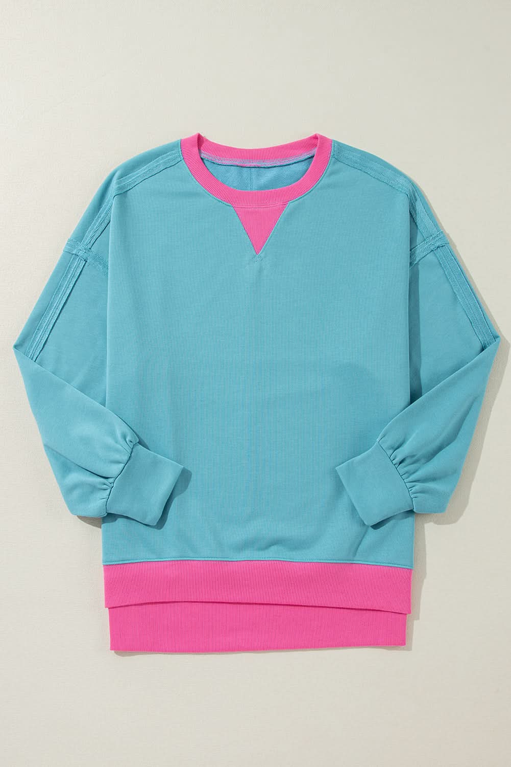 Light Blue Oversized Crew Sweatshirt - Love Salve